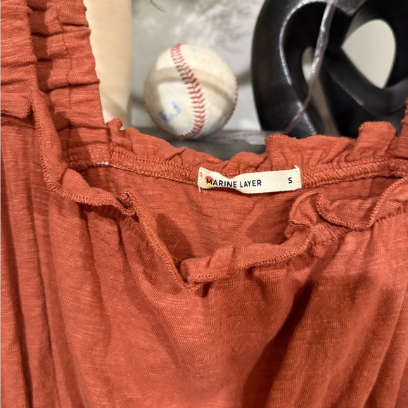 Marine Layer Orange Ruched Peplum Tank Top size small - Picture 3 of 5